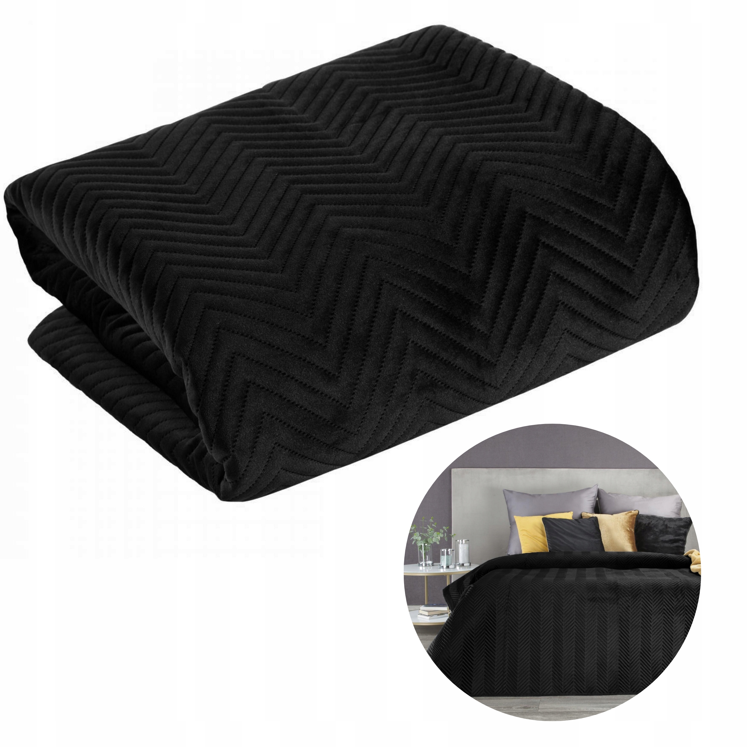 Přikrývka na postel kapa prošívaná černá 220x240