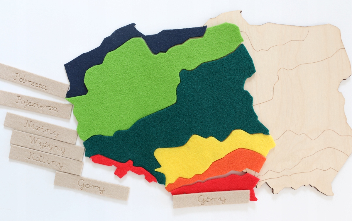 

krainy geograficzne - mata z podpisami Montessori