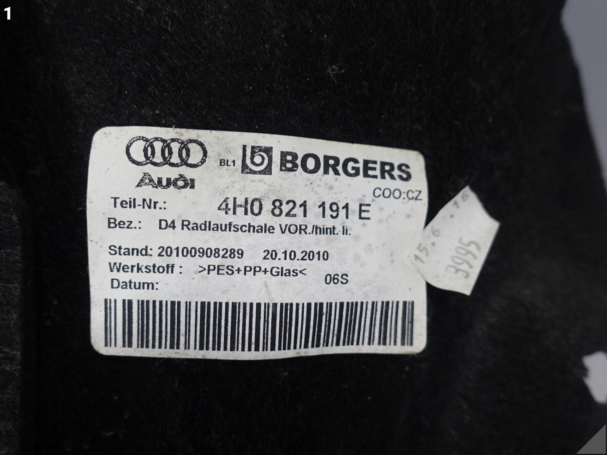 AUDI S8 A8 4H0 D4 09-17 mudguard cover WNEKI wheels left front rear part