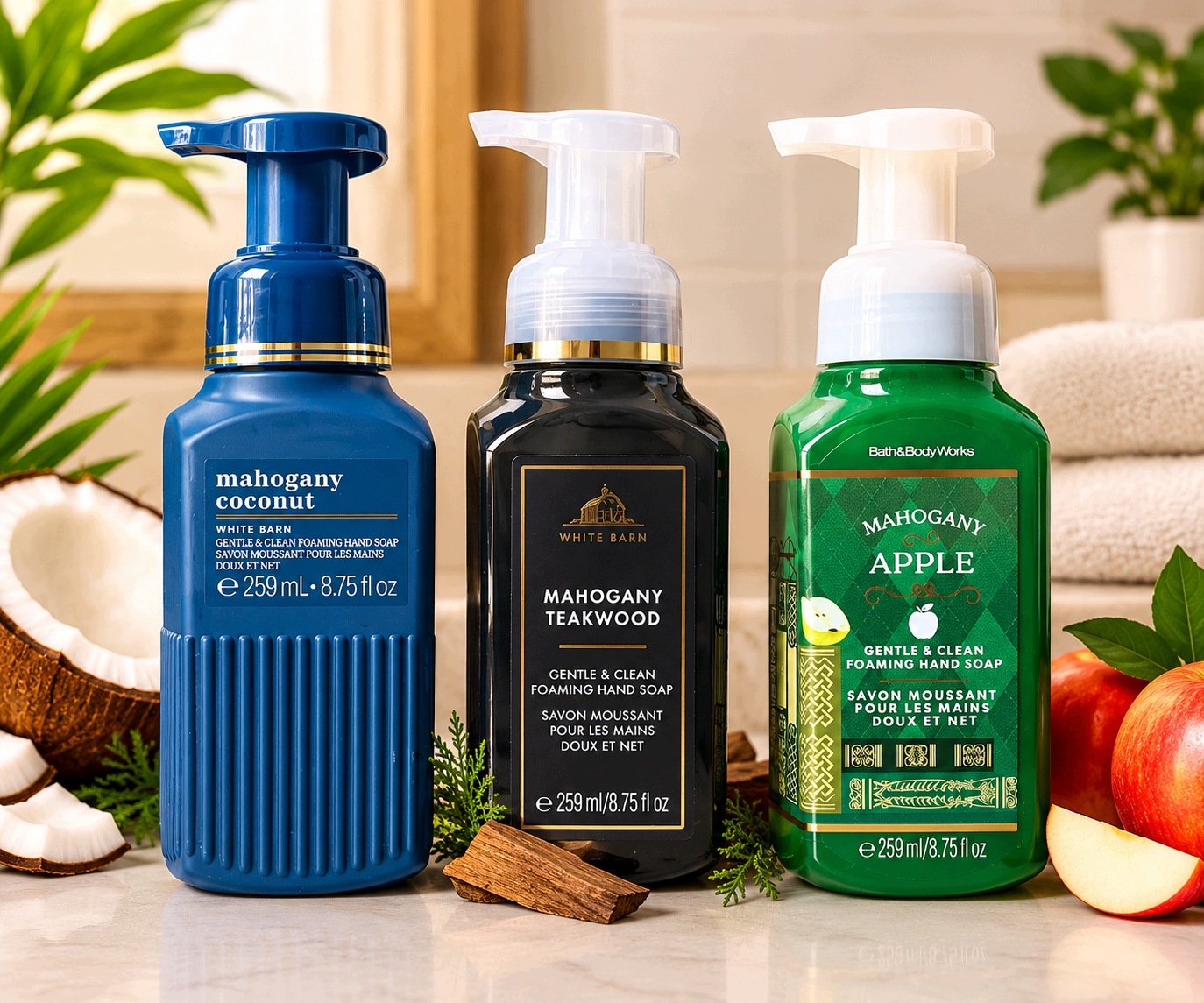 Bath & Body Works White Barn – zestaw 3 mydeł w piance 3 × 259 ml