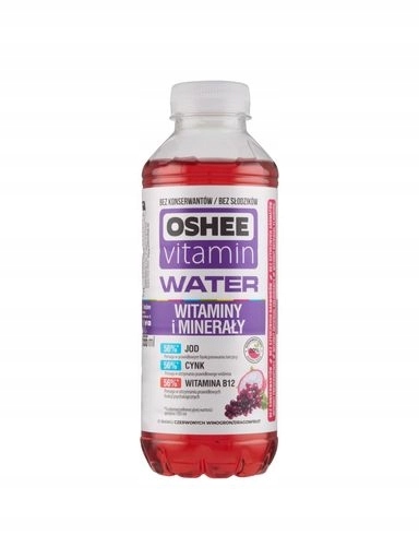 Levně 13 x Oshee Vitamin Water Neperlivý nápoj s příchutí červených hroznů 555 ml