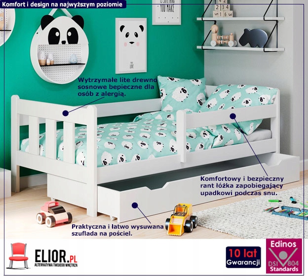 ŁÓŻKO DO POKOJU DZIECIĘCEGO MŁODZIEŻOWEGO = BIAŁE Marka Elior