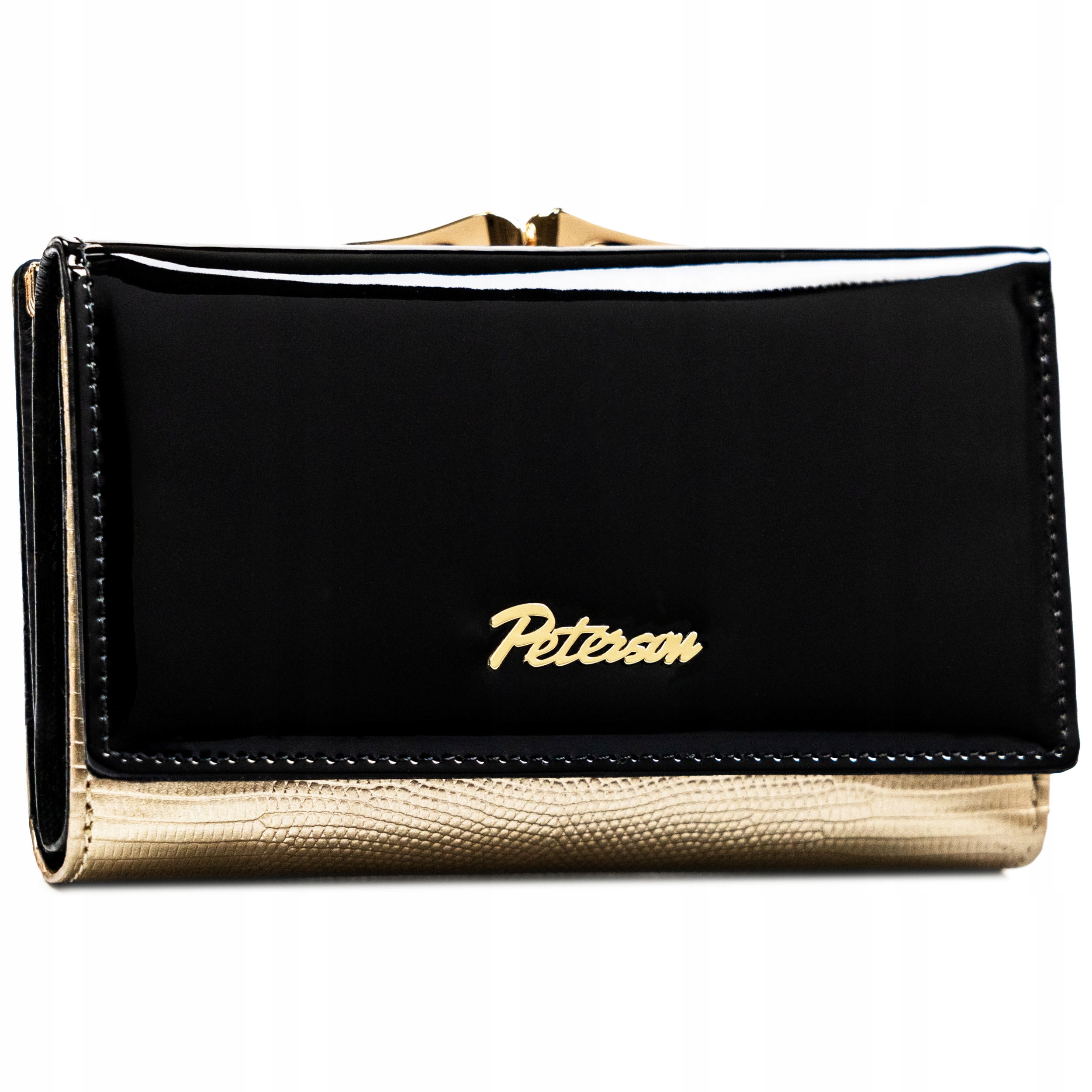 Portfel damski Peterson ze skóry naturalnej na zatrzask Rfid poziomy