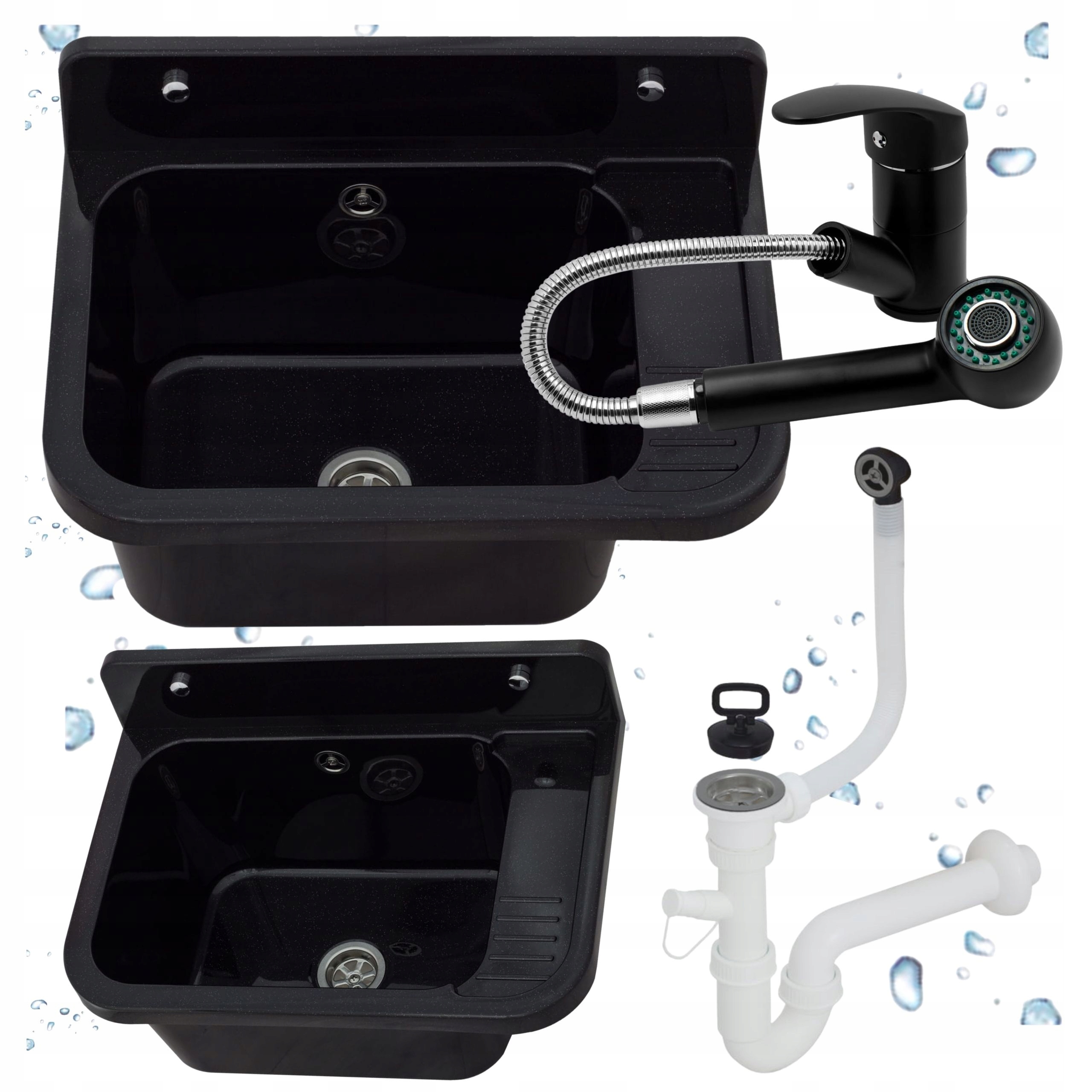 Technická komora Technický Dřez Baterie Černá Vytahovací Sprcha Garáž