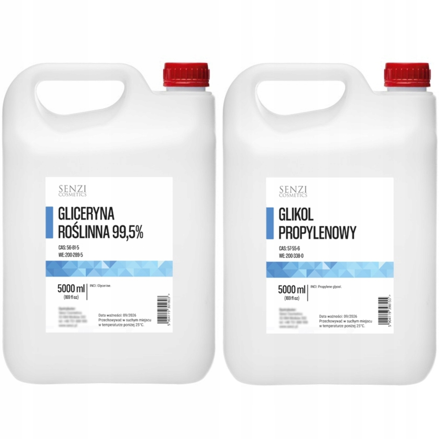 Gliceryna Roślinna 99,9% 5l Glikol Propylenowy 99,5% 5l Zestaw 2x5l