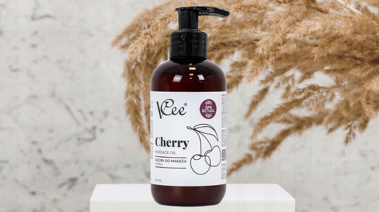 OLEJEK DO MASAŻU VCEE NATURALNY WEGAŃSKI RELAKSUJĄCY WIŚNIA 200ML Marka VCee