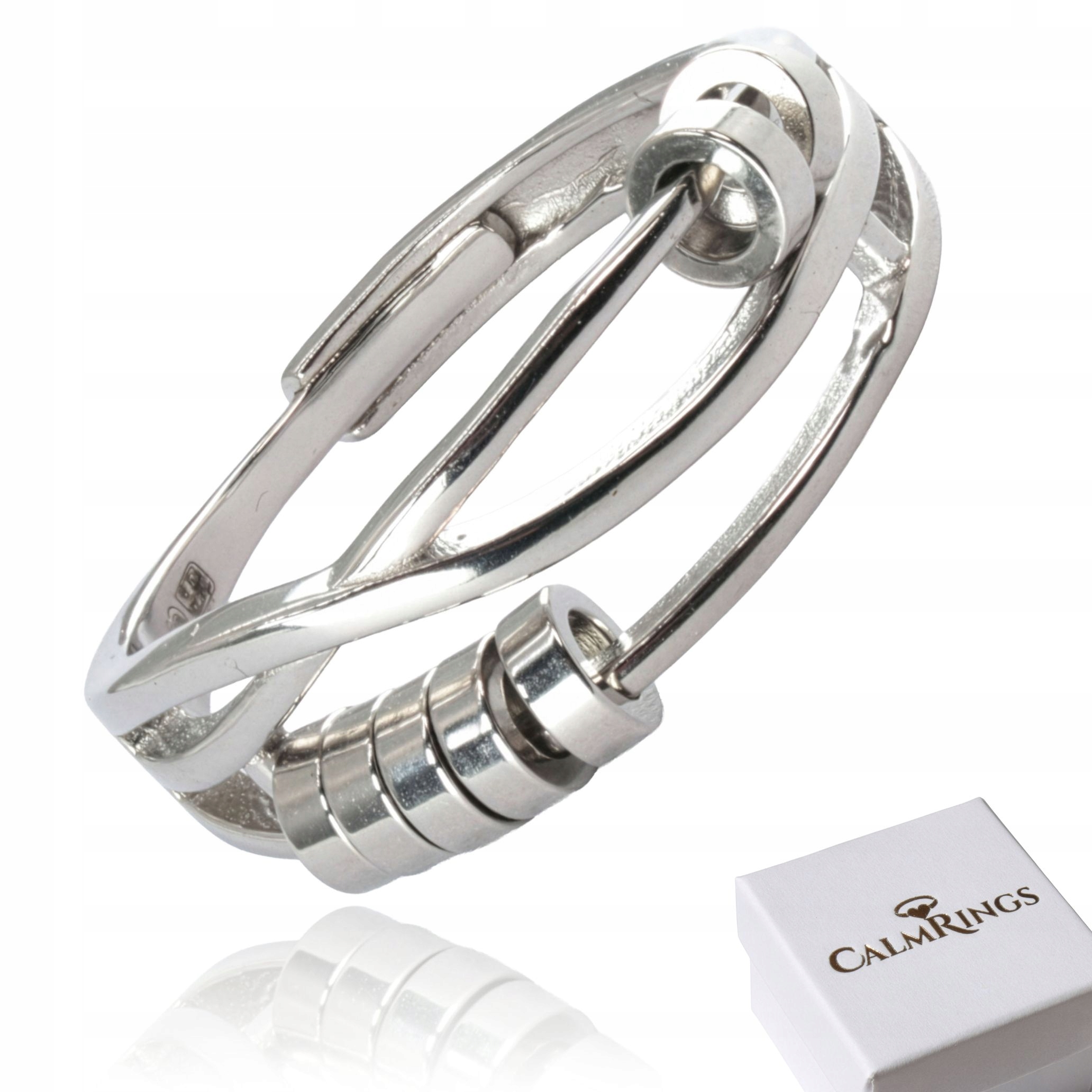 Elegantní prstýnek Stříbro 925 proti stresu s pohyblivými kroužky nastavitelný