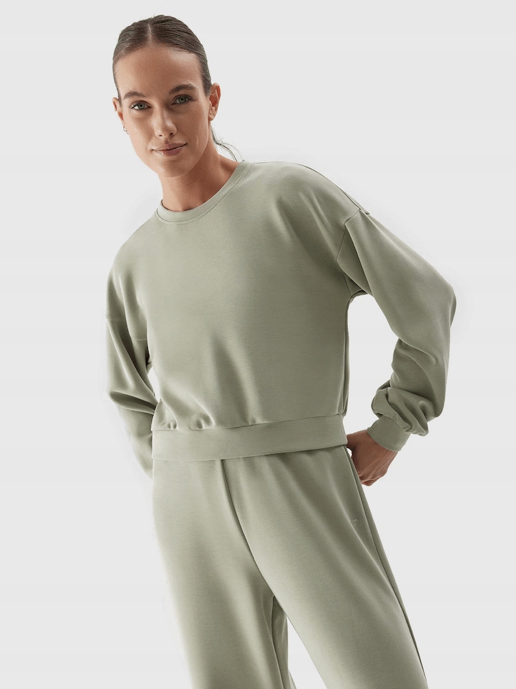 Modalový crop Mikina 4F olivově hnědý L