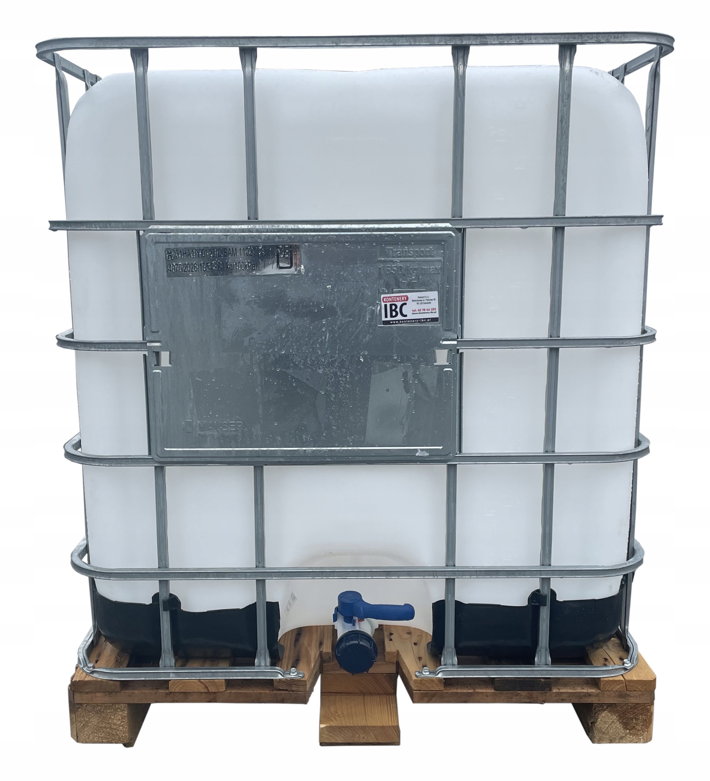 Zbiornik Kontener IBC 1000L na wodę Mauser na deszczówkę Mauzer Waga produktu z opakowaniem jednostkowym 60 kg