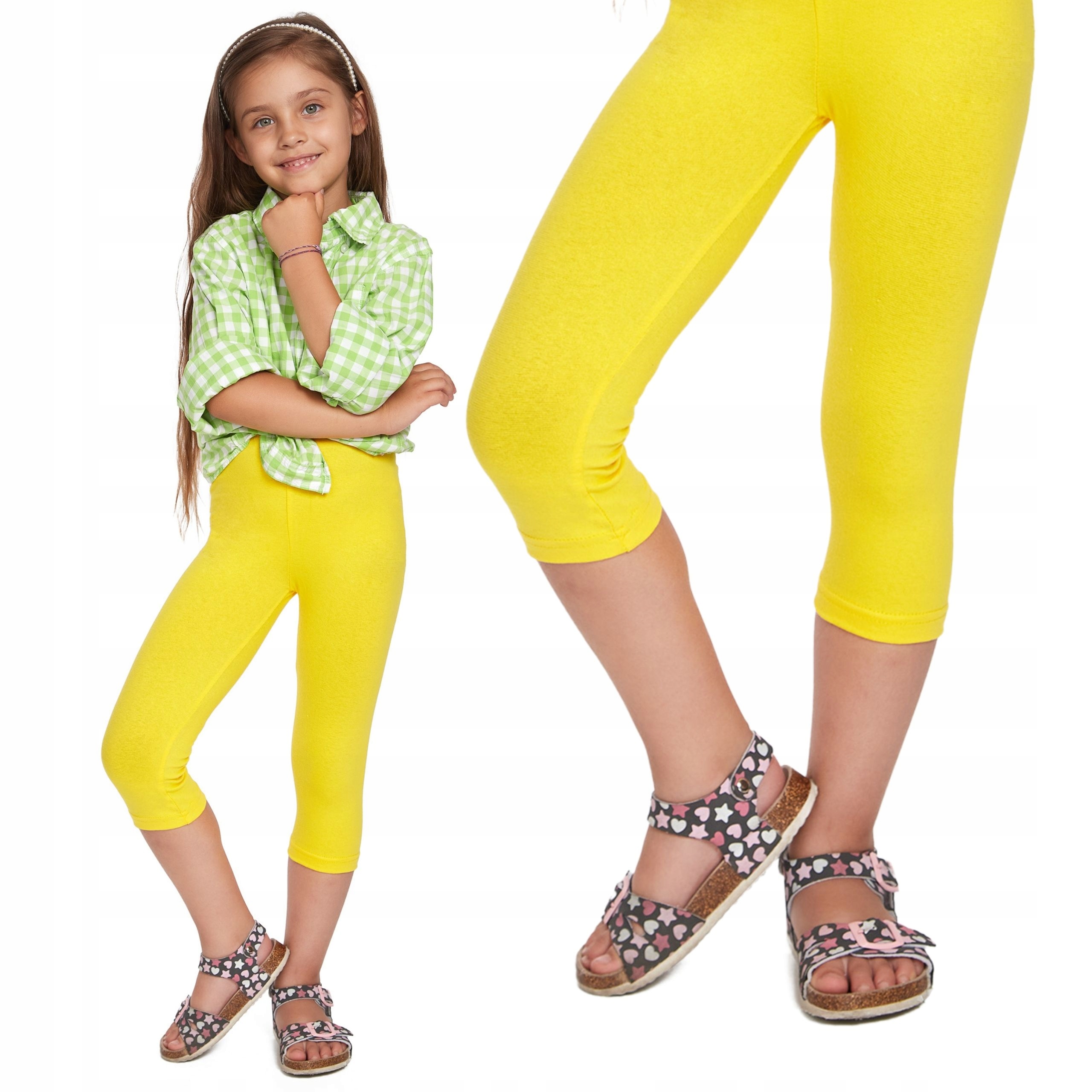 

Legginsy Dziecięce 3/4 Getry Dziewczęce Żółty 140