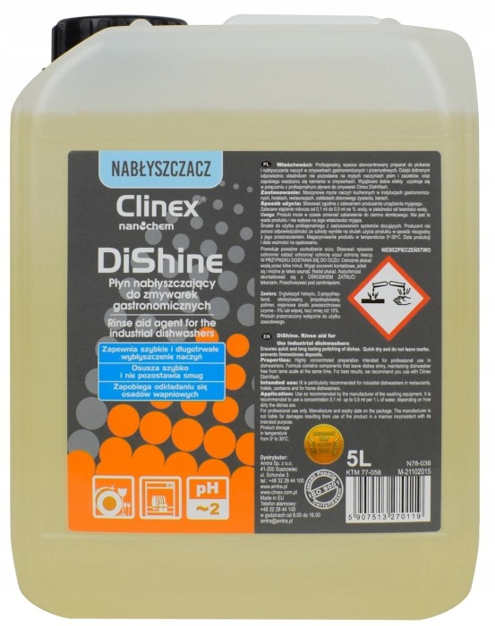 

Clinex Dishine 5L Płyn Nabłyszczacz do Zmywarek