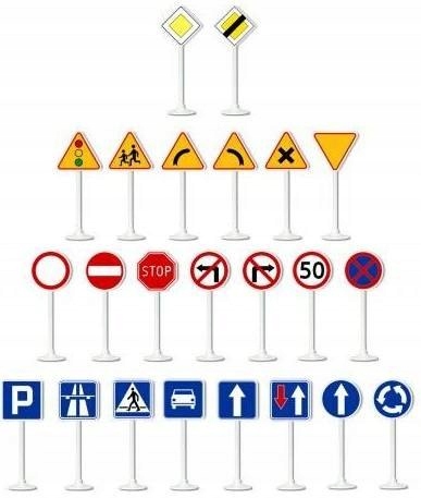 ZNAKI DROGOWE 21 ELEMENTÓW Stan opakowania oryginalne