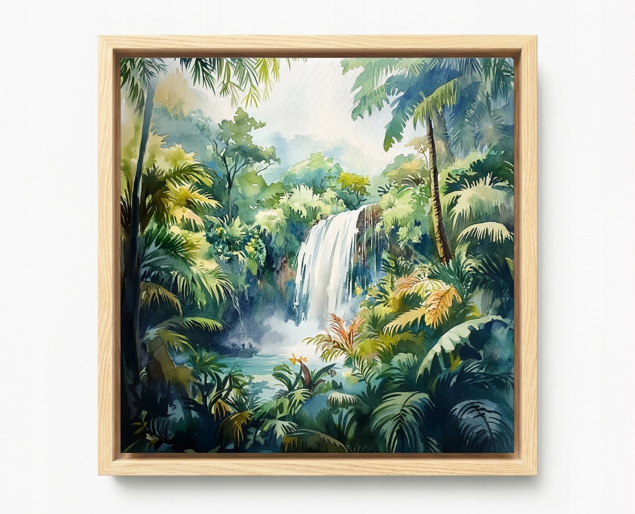 Obraz Rama American Box Tropický Deštný Les Džungle Vodopád 60x60