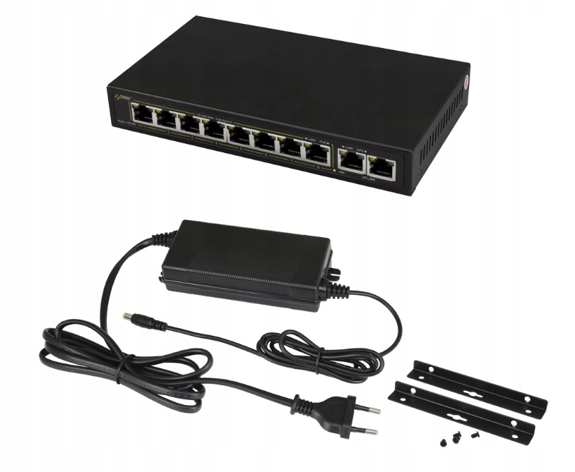 10-portový prepínač SG108-90W pre 8 Ip kamier Pulsar, optická Led signalizácia