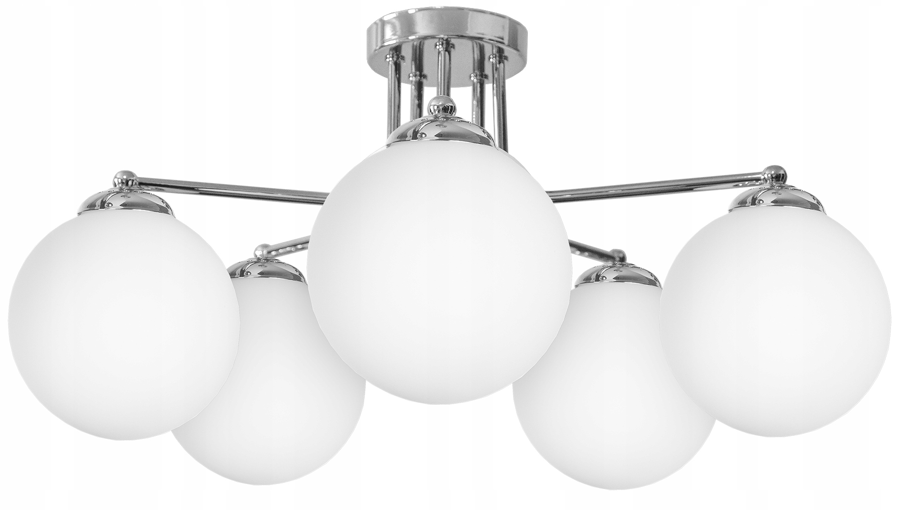 LAMPA WISZĄCA SUFITOWA ŻYRANDOL NOWOCZESNA CHROM BIAŁE KULE LOFT LED