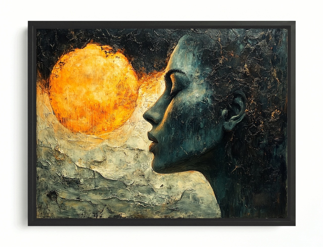 Obraz Rám American Box Žena Dievča Portrét Profil Slnko 80x60
