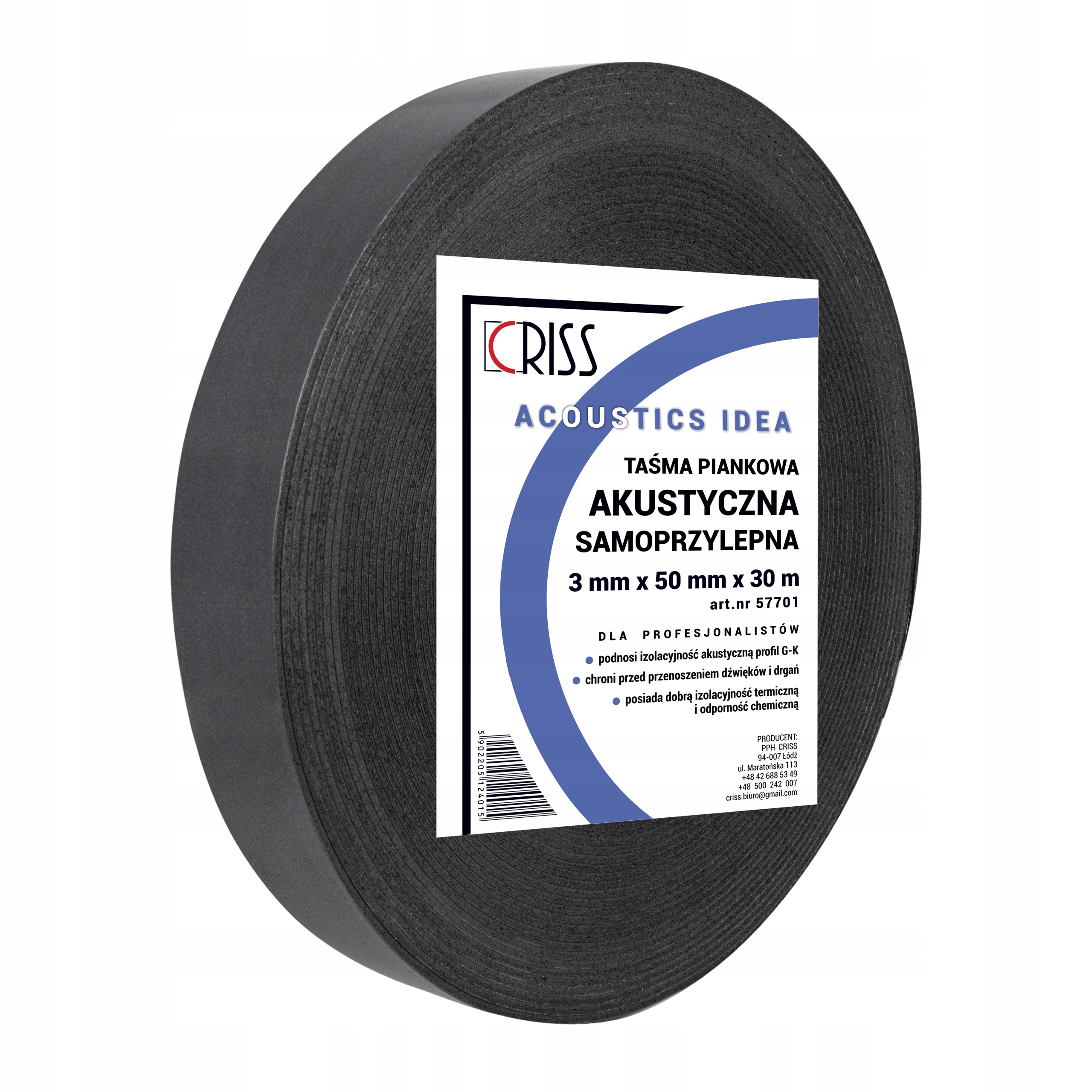 Taśma Akustyczna Piankowa 50mmX30mmX30mb