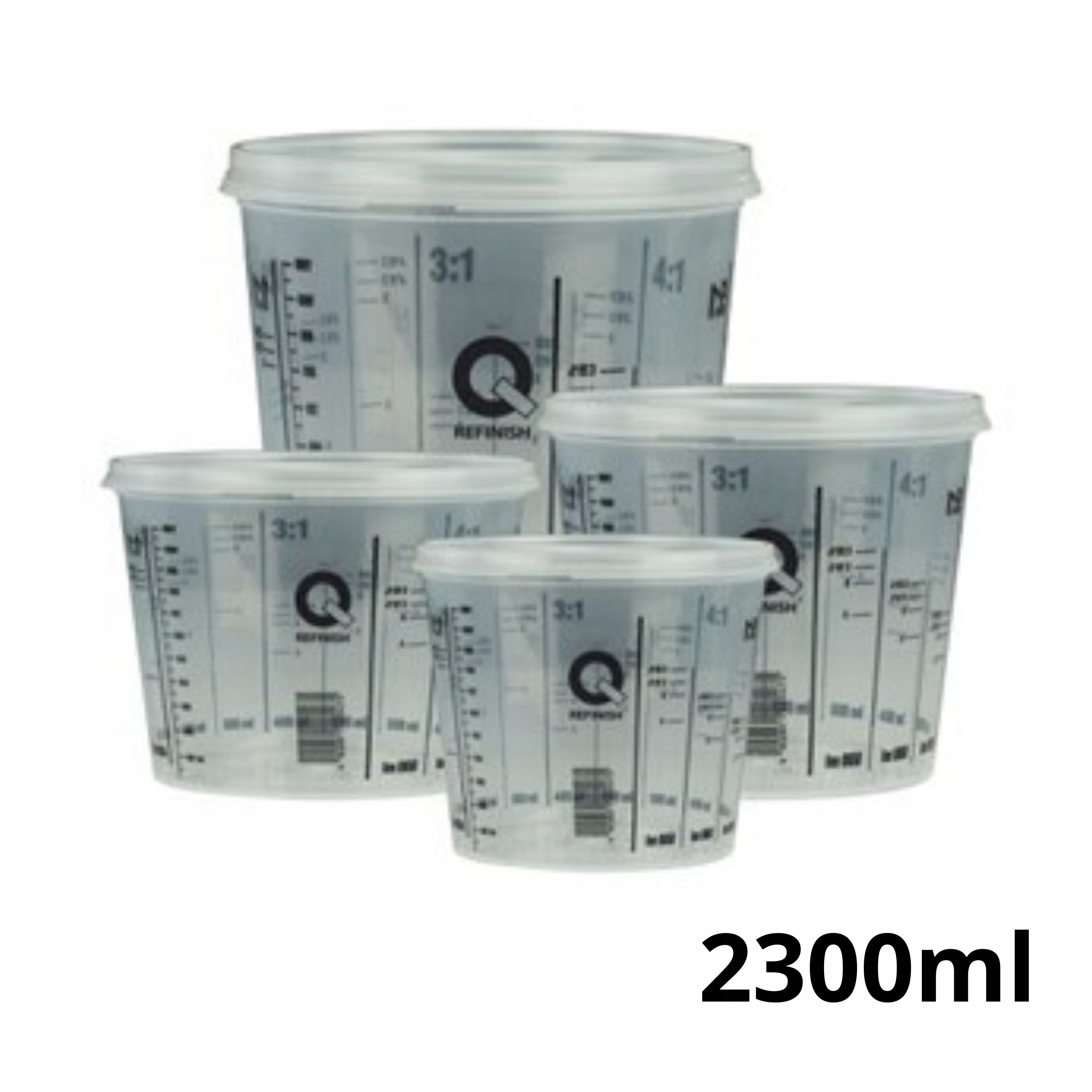 100 x Lakovací hrnček na farby a živicové laky s odmerkou Q-refinish 2300 ml