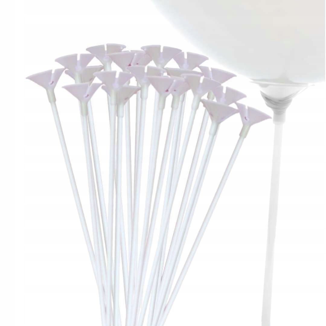 PATYCZKI do balonów KOSZYCZKI białe DŁUGIE x100