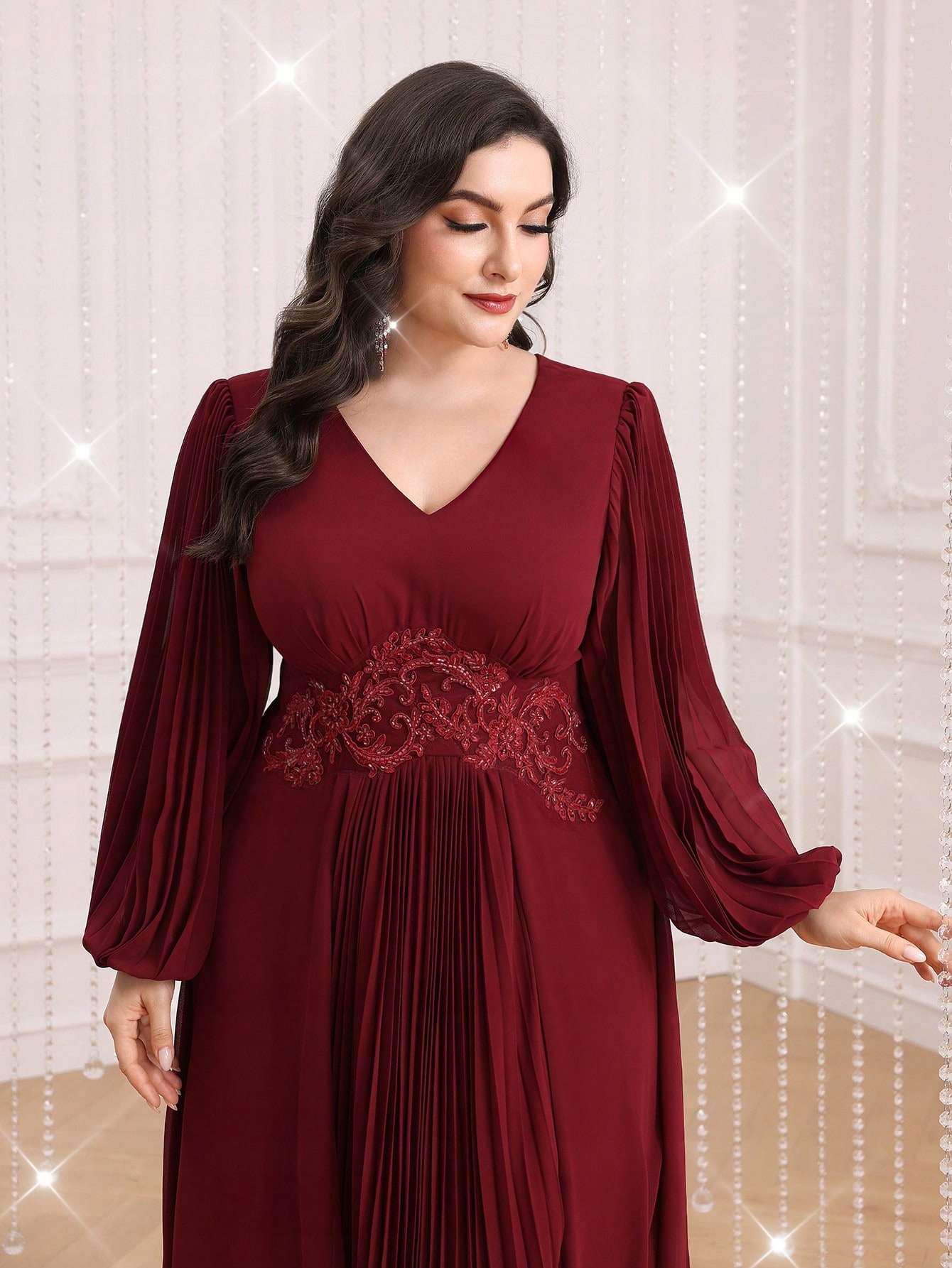 Šaty Večerní Rozkládací Burgundské Maxi Elegantní Toleen 3XL 46