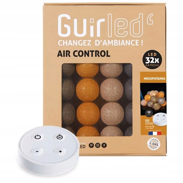 Girlanda Led Z Kulkami Bawełnianymi 32 Led 3,2 M Usb Pilot Brązowe