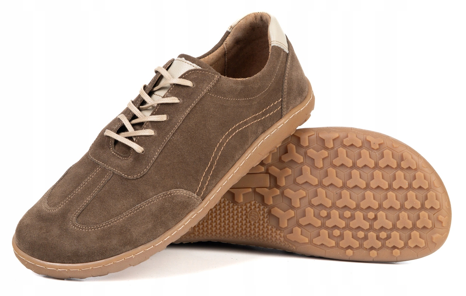 Buty męskie barefoot skórzane Axis zero drop anatomiczny nosek brązowe 44