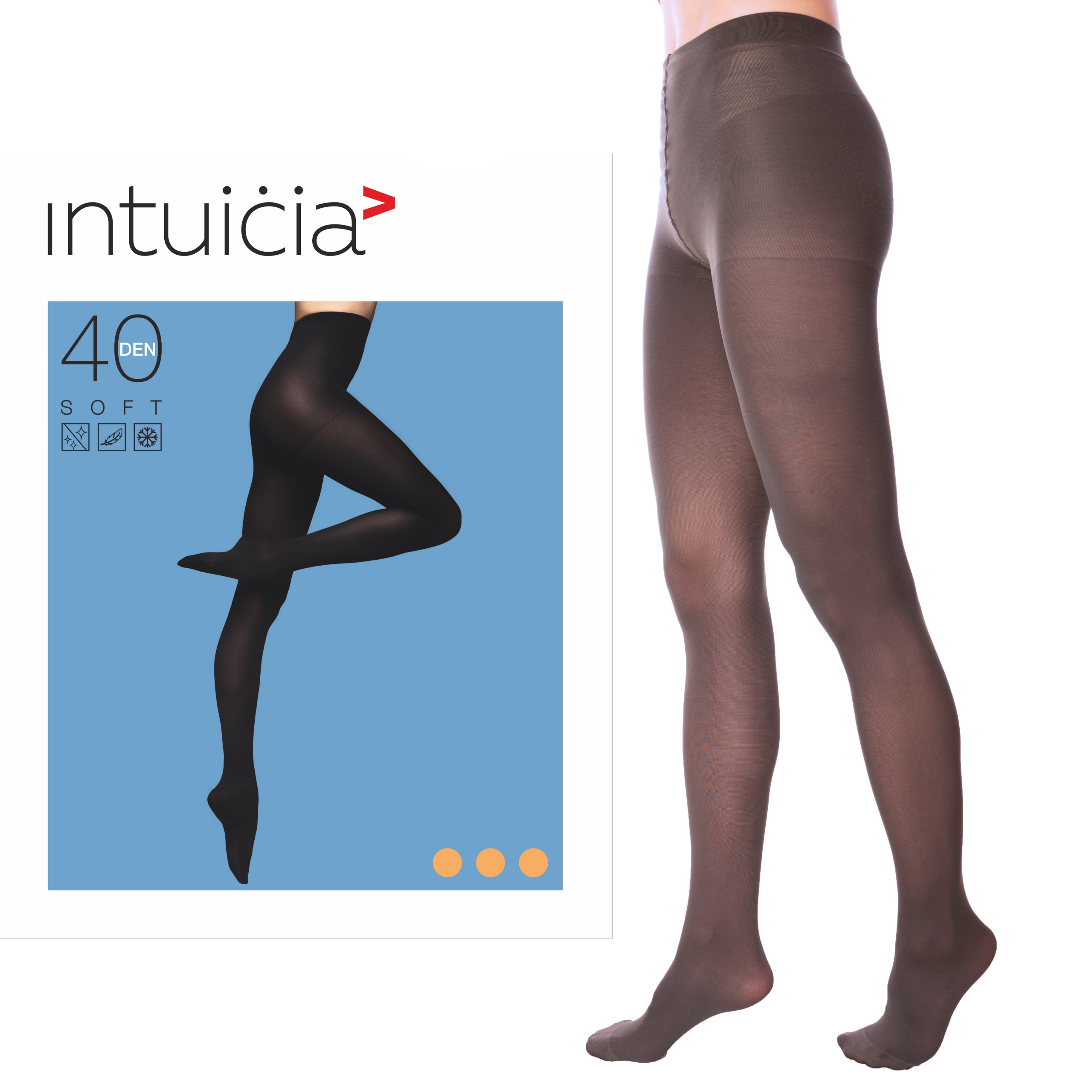 

Khaki rajstopy mikrofibra Soft 40 Den Intuicia 4