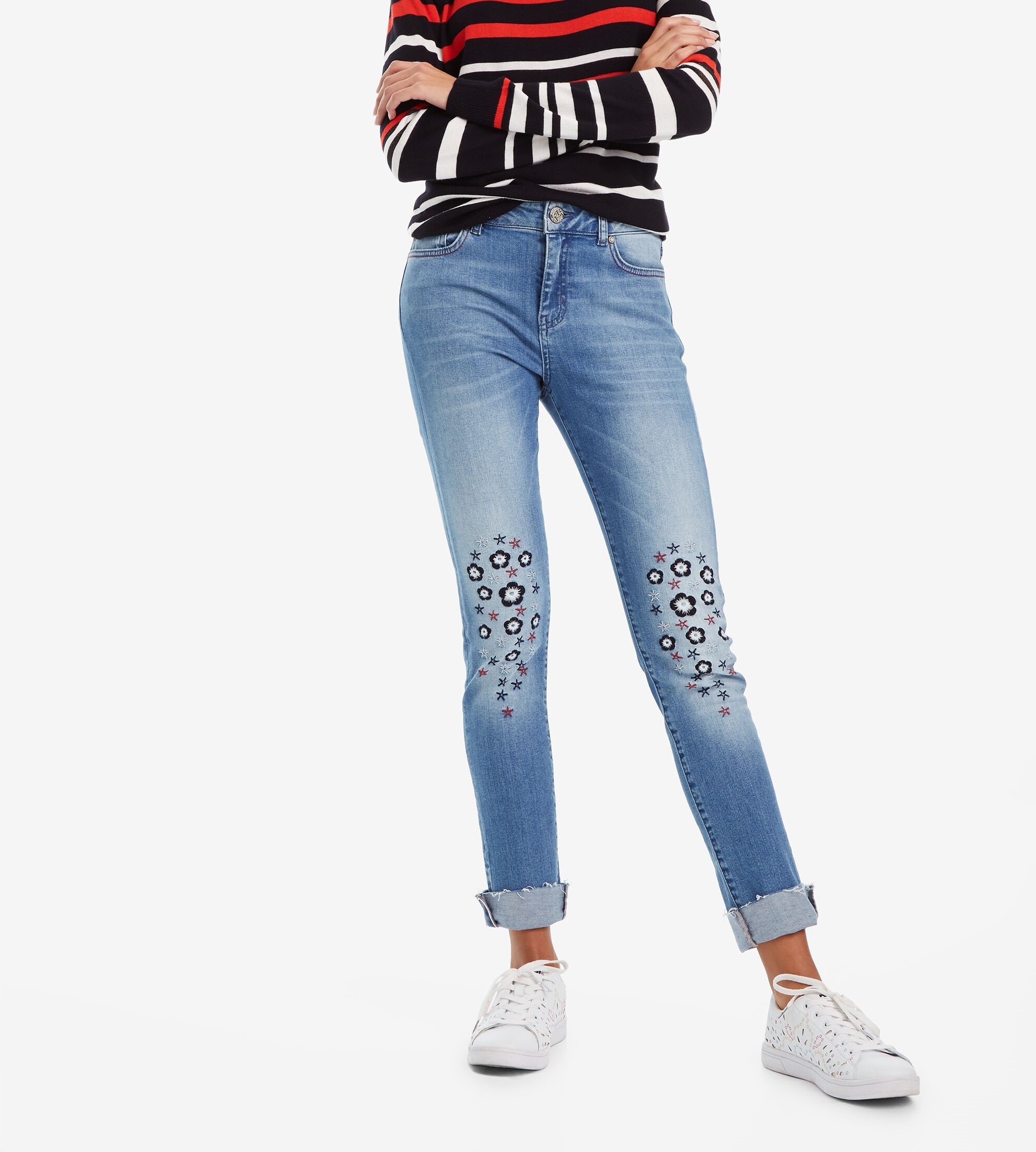

Desigual spodnie jeans haft skinny, rurki 24/XS