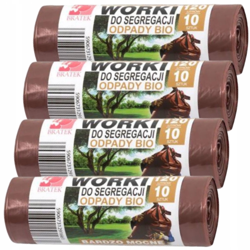 

Worki do segregacji śmieci Brązowe odpady Bio 120L