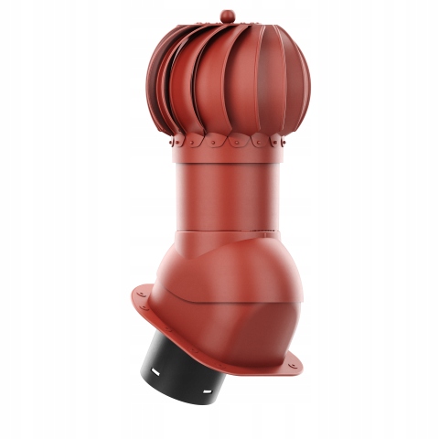 Rotačný krb Rotoline pre plechovú krytinu H fi 150 mm, guľovitý, červený