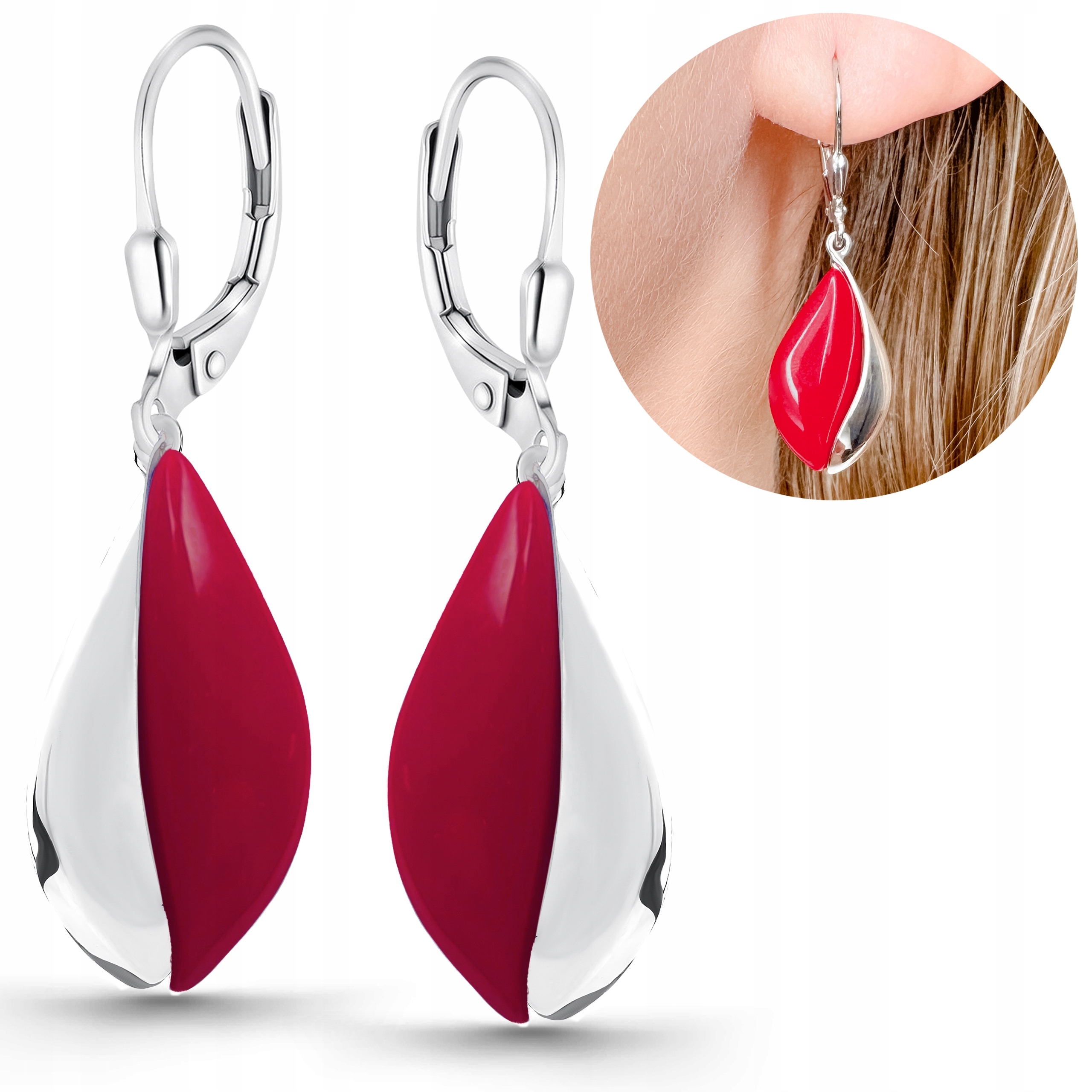 Náušnice s korálem stříbrné závěsné stříbro anglické zapínání korál 925