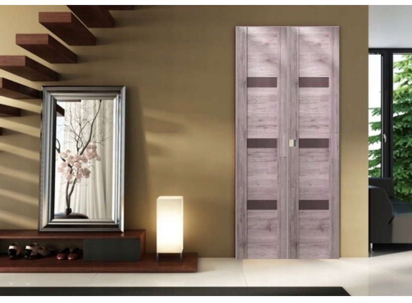 DRZWI ŁAMANE TRIO - PRZESZKLONE - KOMPLET