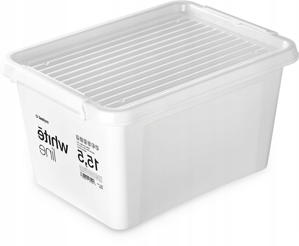 POJEMNIK PLASTIKOWY na koce biały organizer 15,5l z transparentną pokrywą