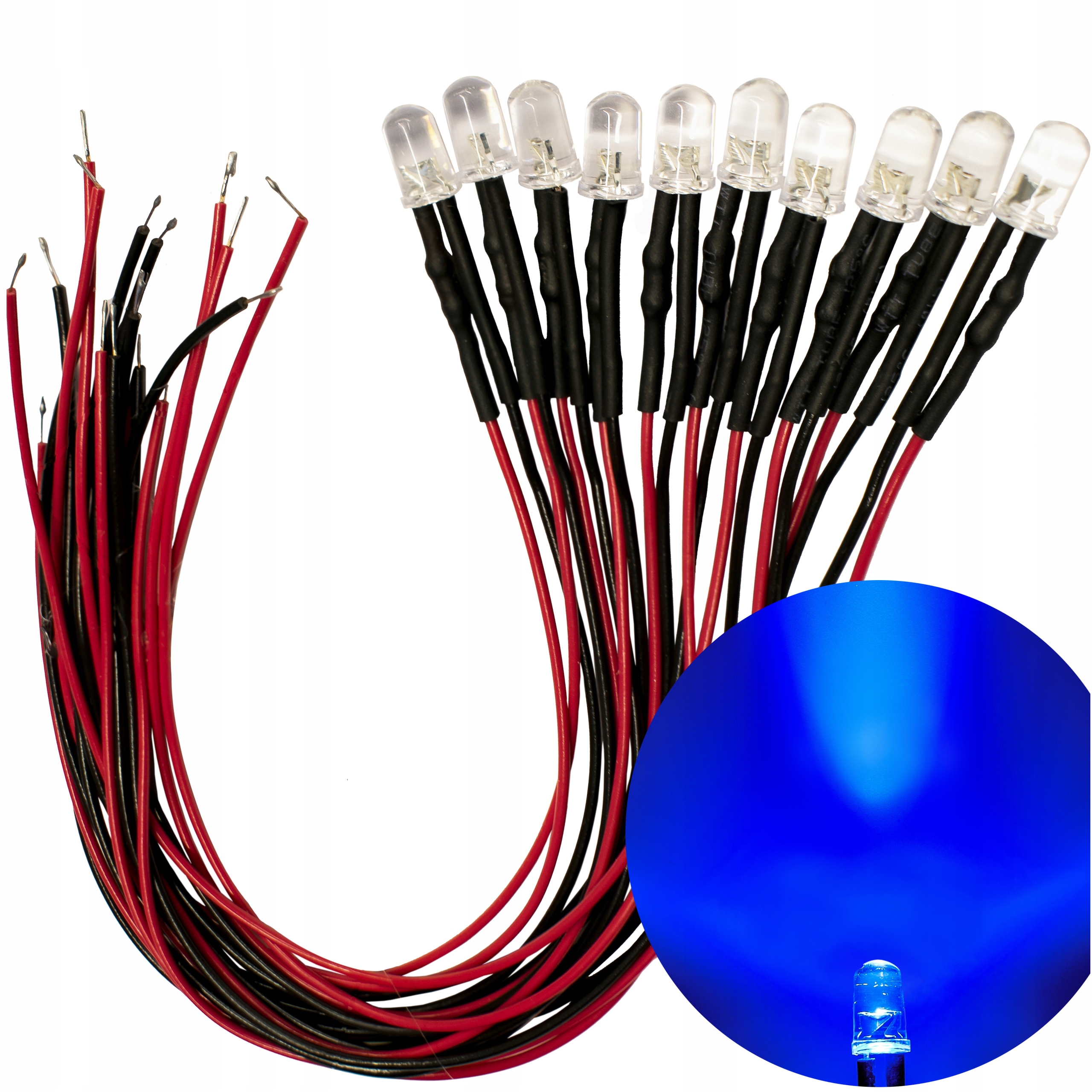 

Diody Led 12V 5mm Niebieskie przewód 20cm 10szt