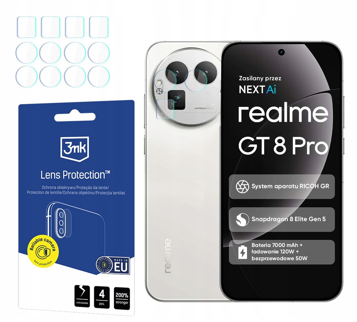 Sklo na objektív 3MK Lens pre Realme GT8 Pro 4ks