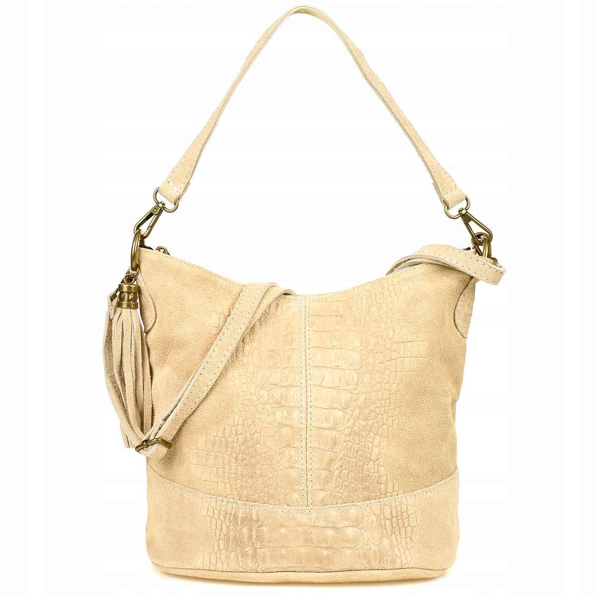 Kožená semišová kabelka Croco z přírodní kůže kabelka přes rameno