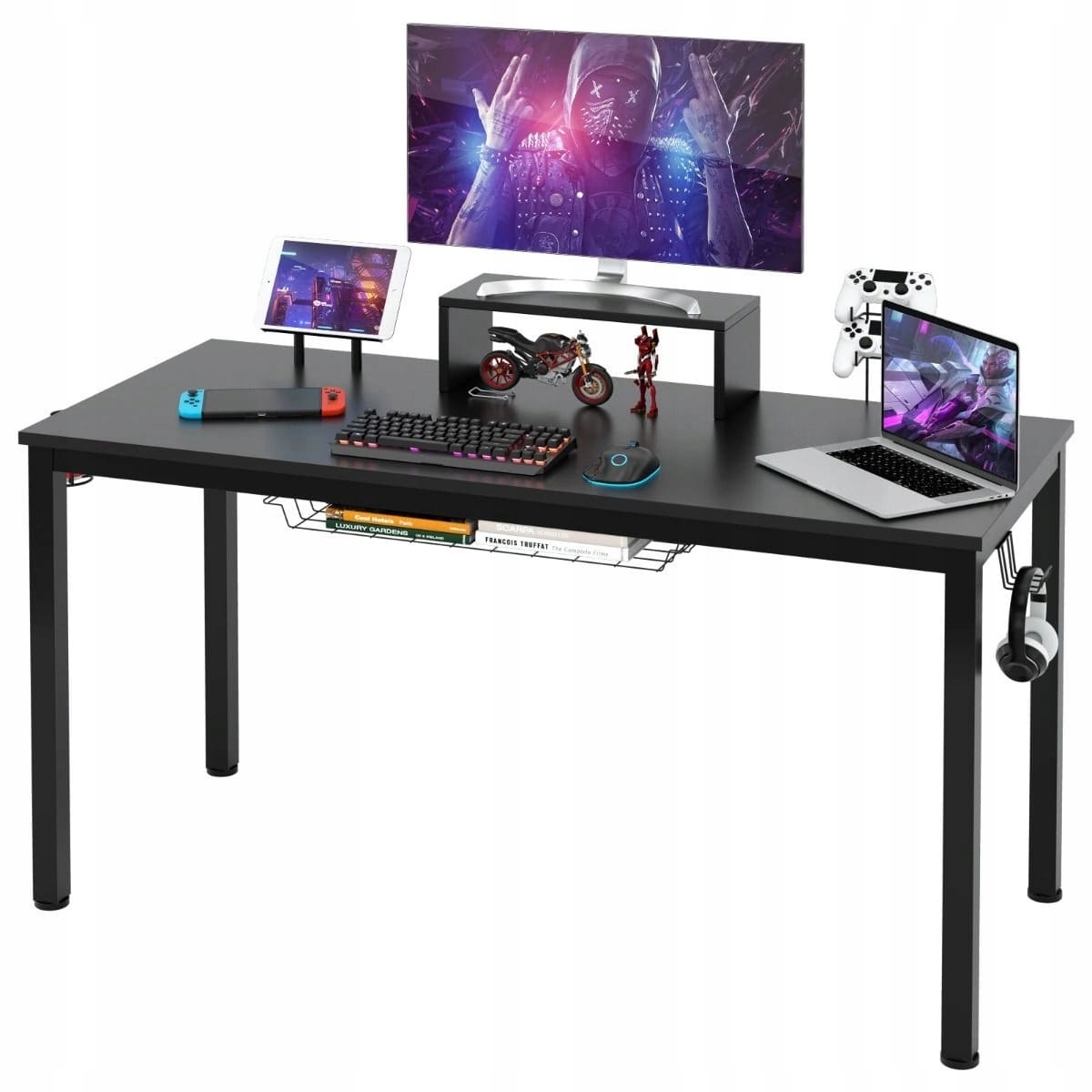Biurko gamingowe z półką na monitor 140 x 60 x 89