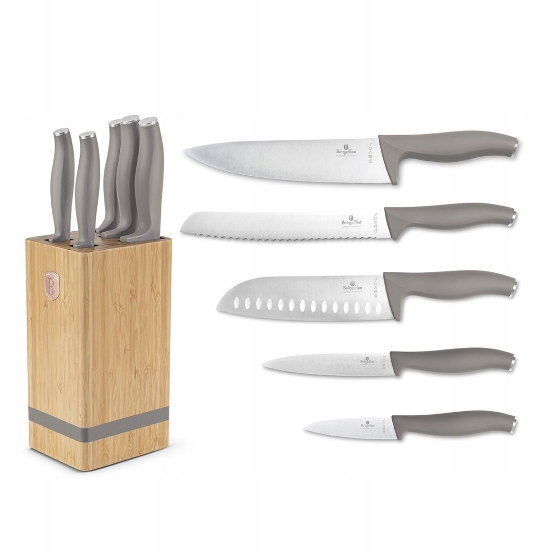 Berlingerhaus Sada nožů se stojanem Bamboo 6 ks Taupe Collection BH-2974