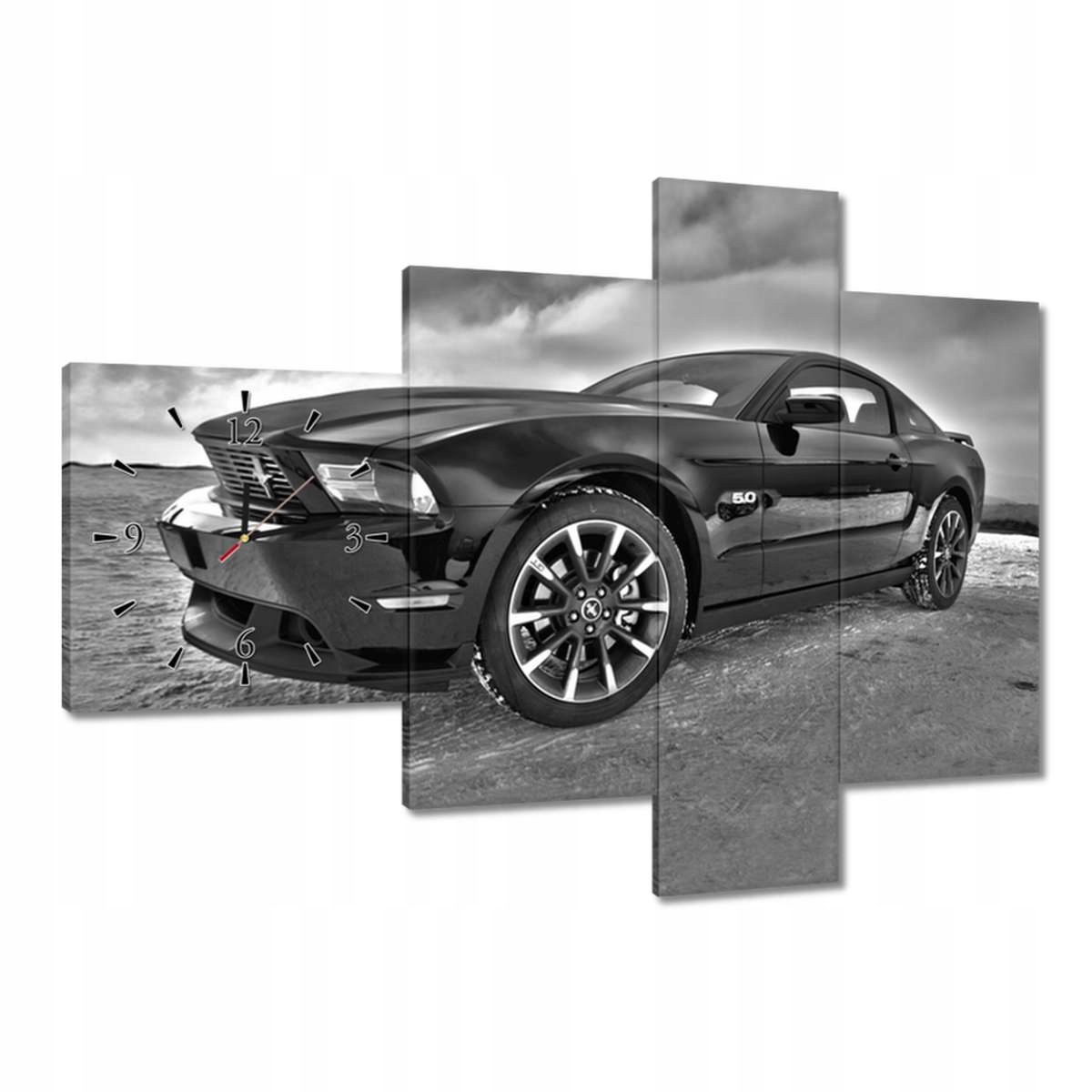 Hodiny 100x70 Ford Mustang na sněhu Auto Klasika vyrobeno v Usa