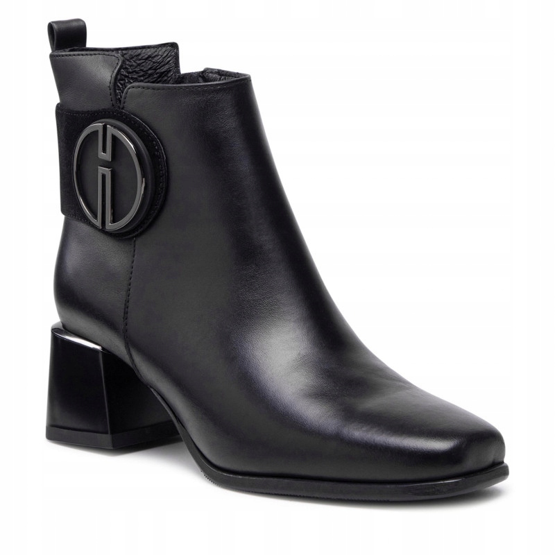 černé dámské kotníkové boty kožené na podpatku stabilní podpatek pohodlné Karino 36