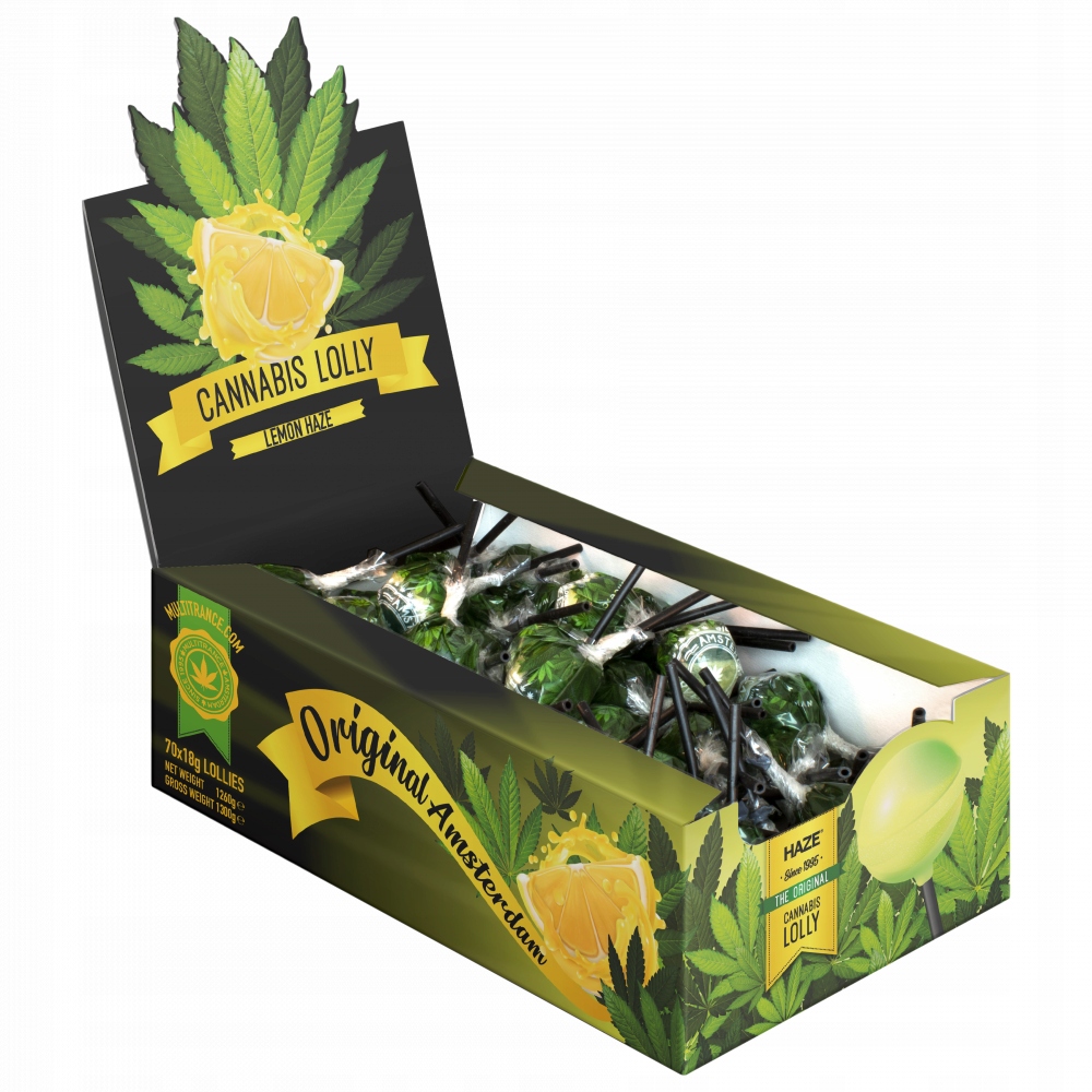 Levně Konopné lízátko Lemon Haze karton (70 lízátek), 1330 g