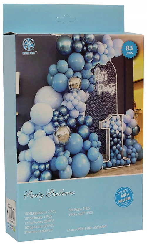 GIRLANDA BALONOWA ZESTAW 93 BALONY URODZINY ROCZEK Materiał zestaw balonów