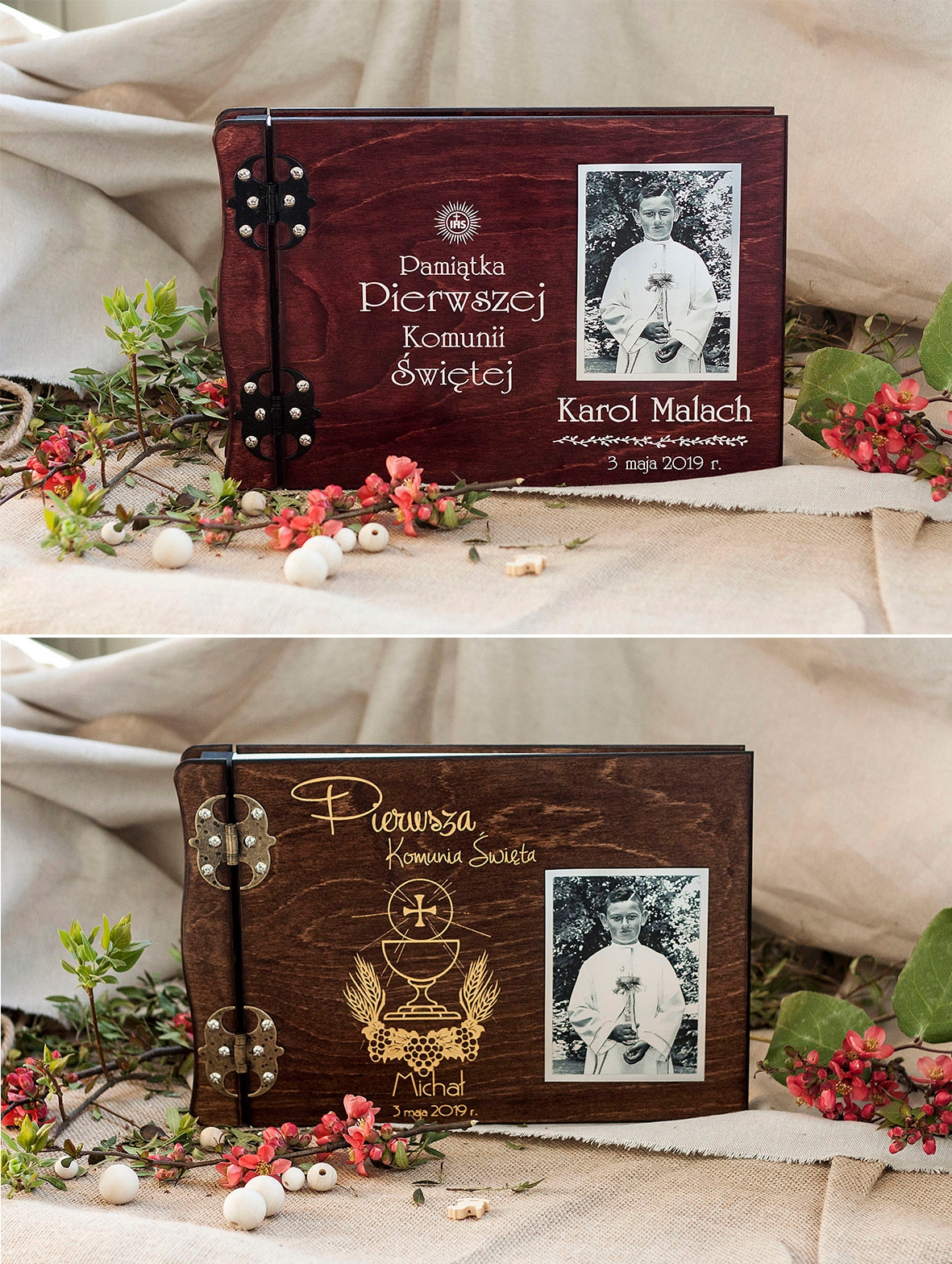 ALBUM DREWNIANY NA ZDJĘCIA KOMUNIA ŚWIĘTA Wykonanie albumu inny