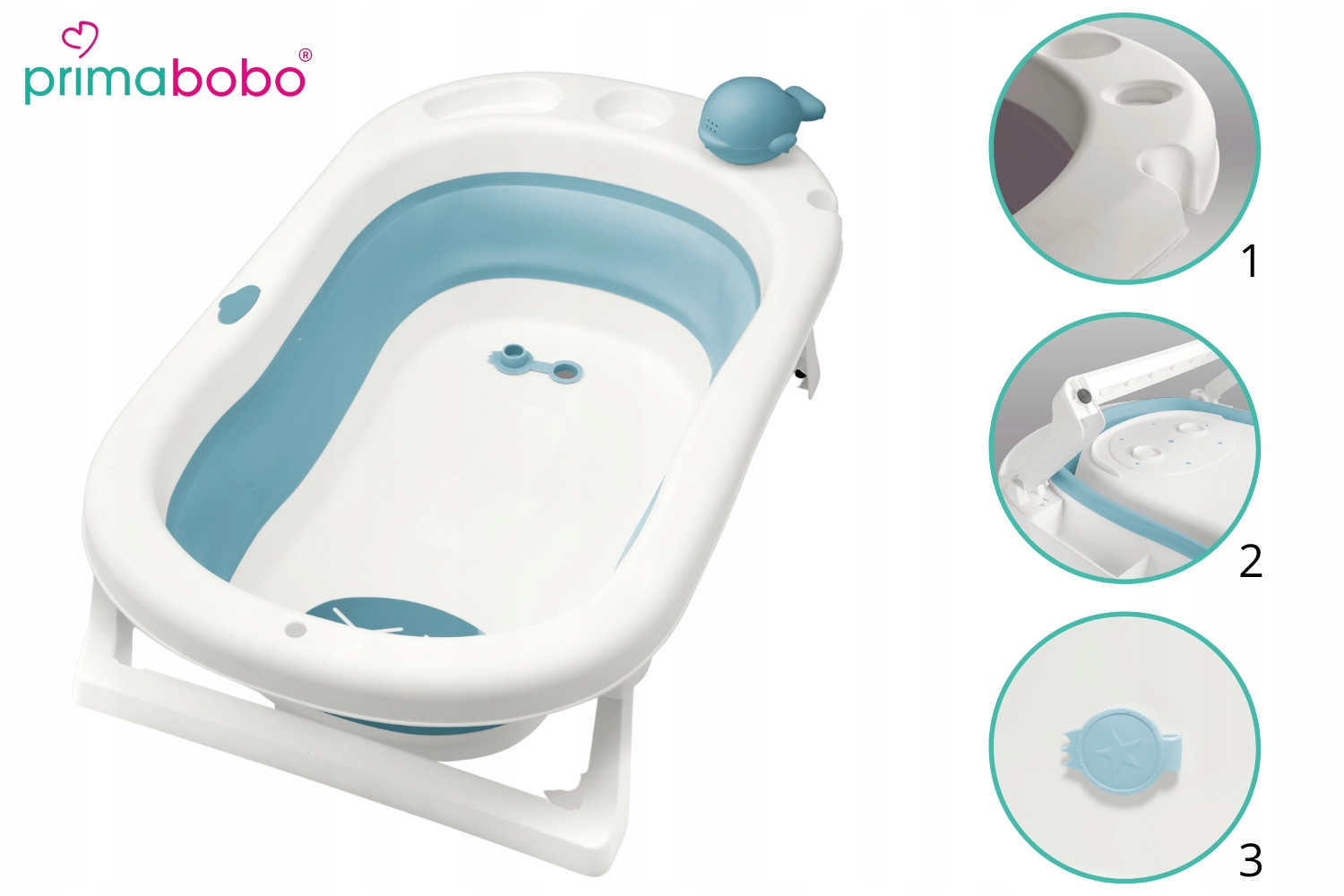 Wanienka składana MyToy dla dziecka, Poduszka, Mata, Zabawka, duża wanna Kolor Odcienie niebieskiego