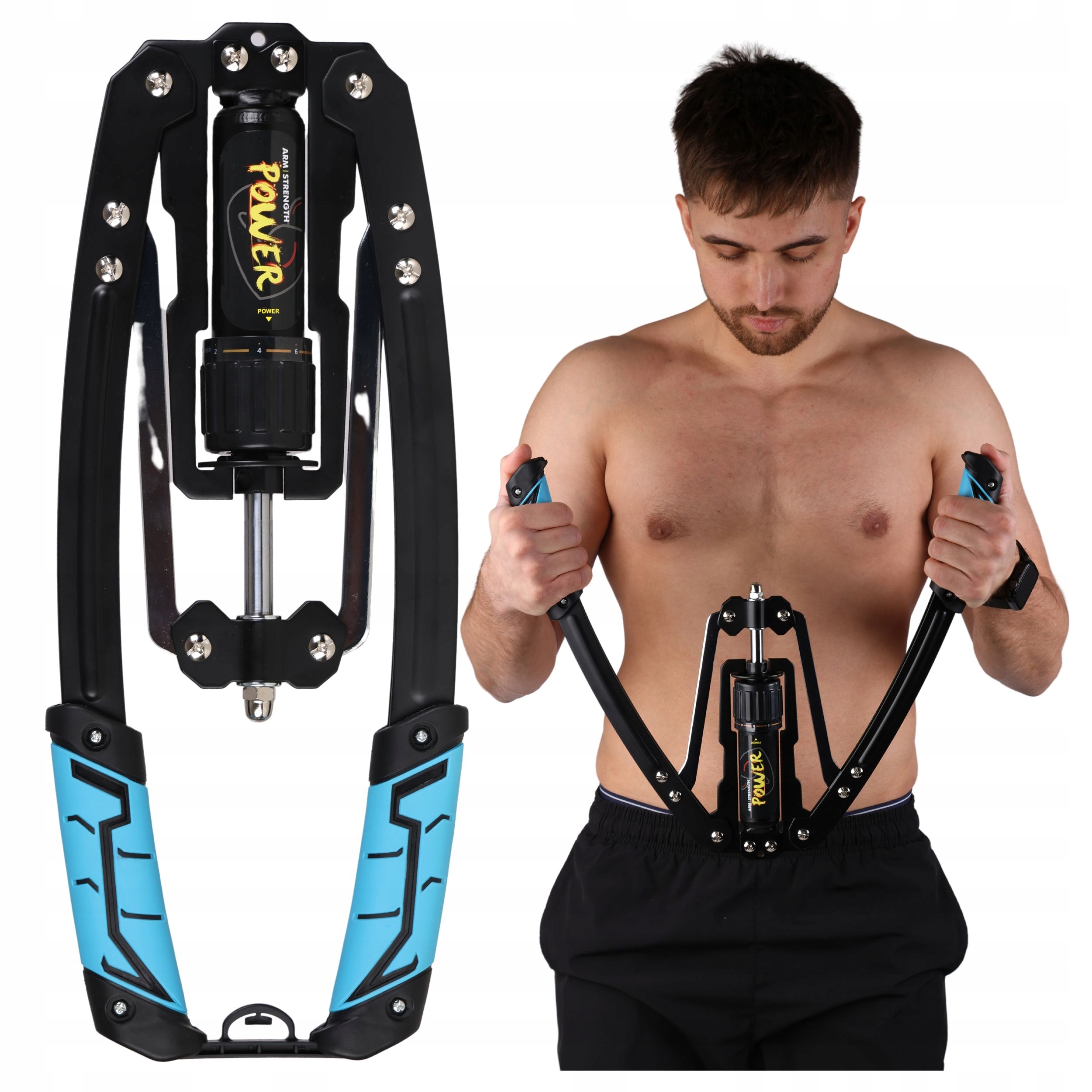 Hydraulický posilovač ramen a hrudníku s nastavitelným odporem 10-200 kg