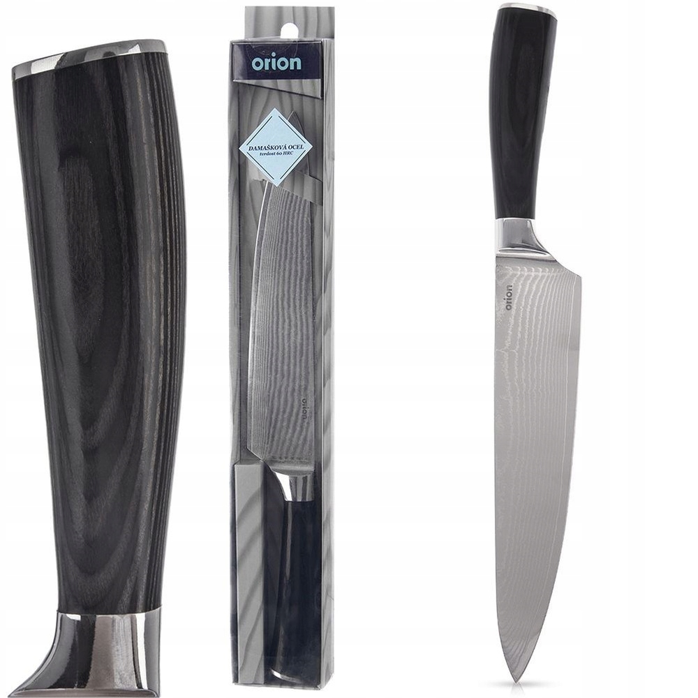Nôž Orion Damascus veľký šéfkuchár z damaškovej ocele 33,5 cm