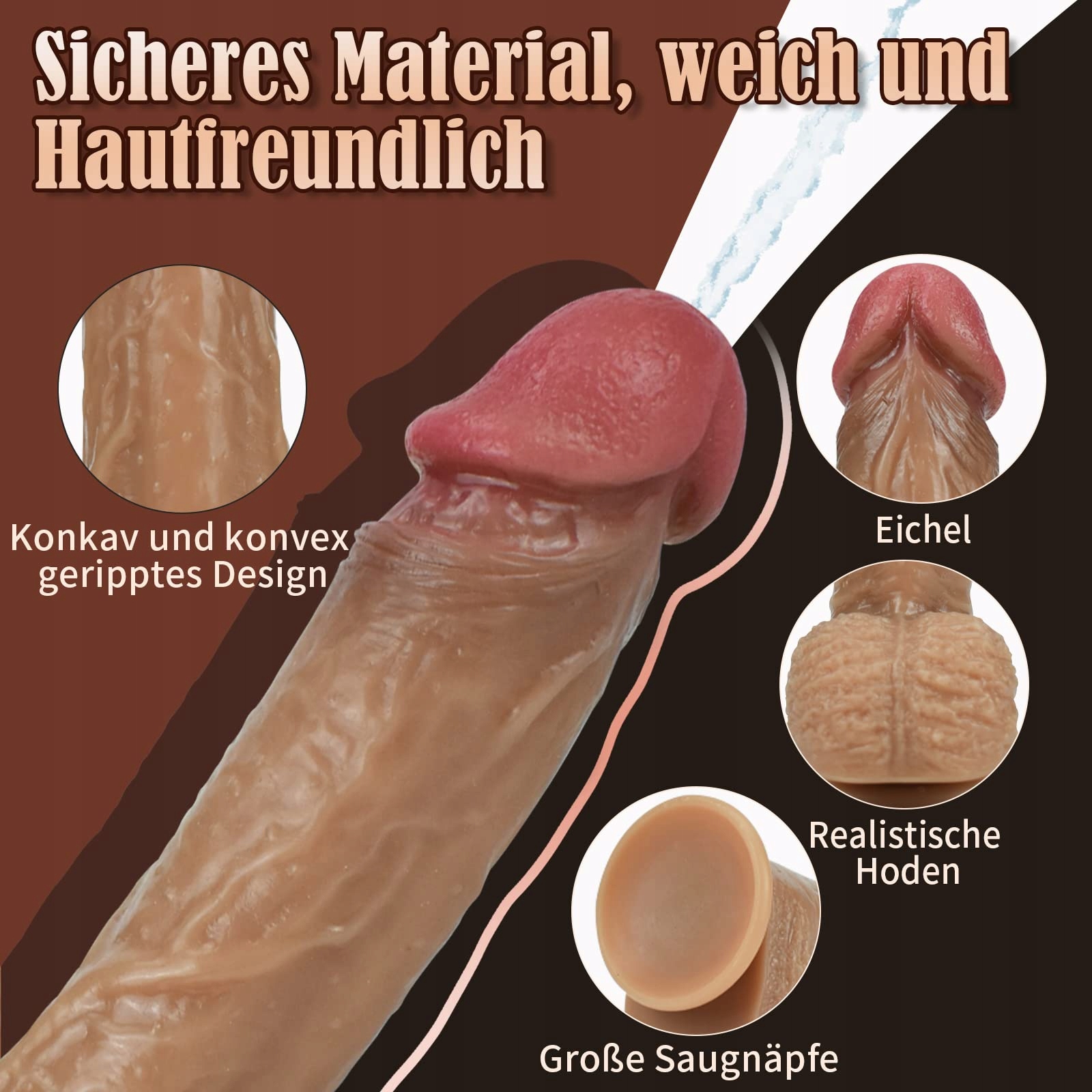 REALISTISCHER Dildo Z Funkcją Ejakulacji Przyssawka Miękki 22cm Dla Kobiet — miniatura 3