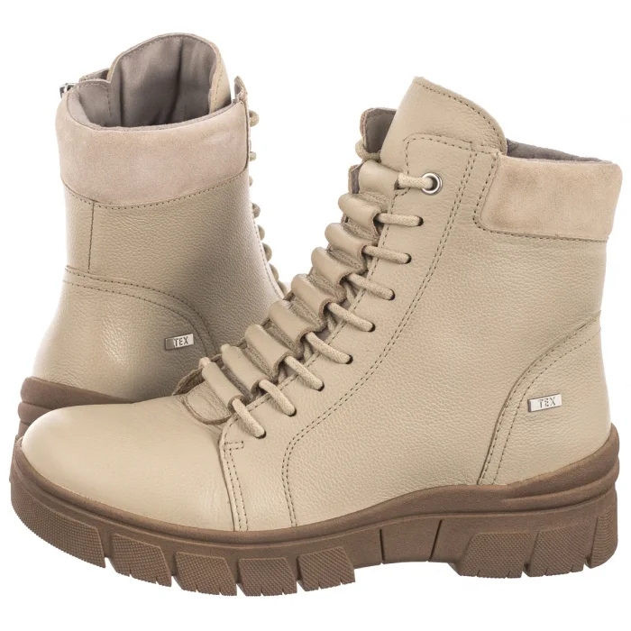 Dámské kožené kozačky Caprice béžové 9-23241-43 Beige Nappa