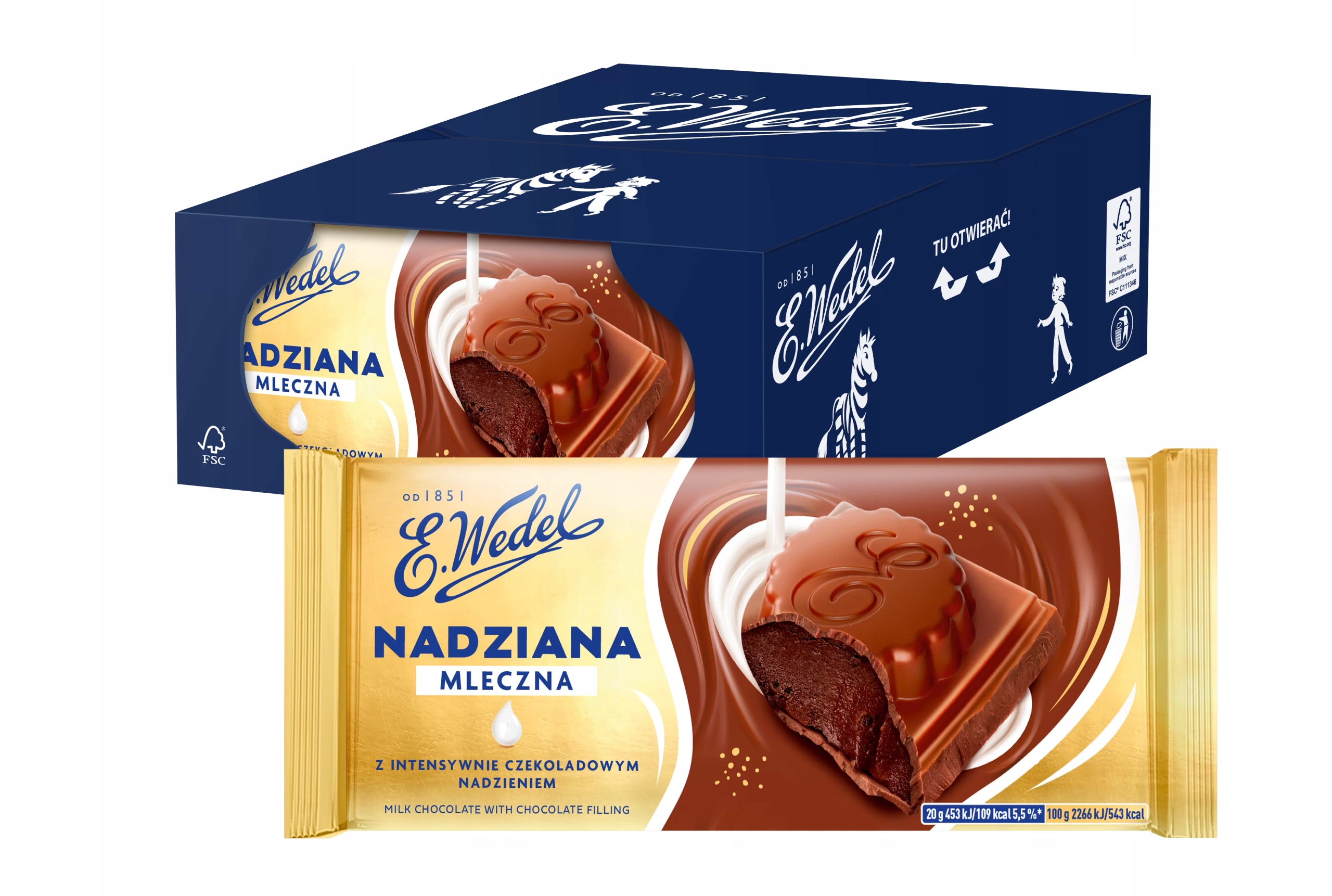 Czekolada Nadziana Mleczna E.Wedel 1,9 kg (19 szt. x 100 g)
