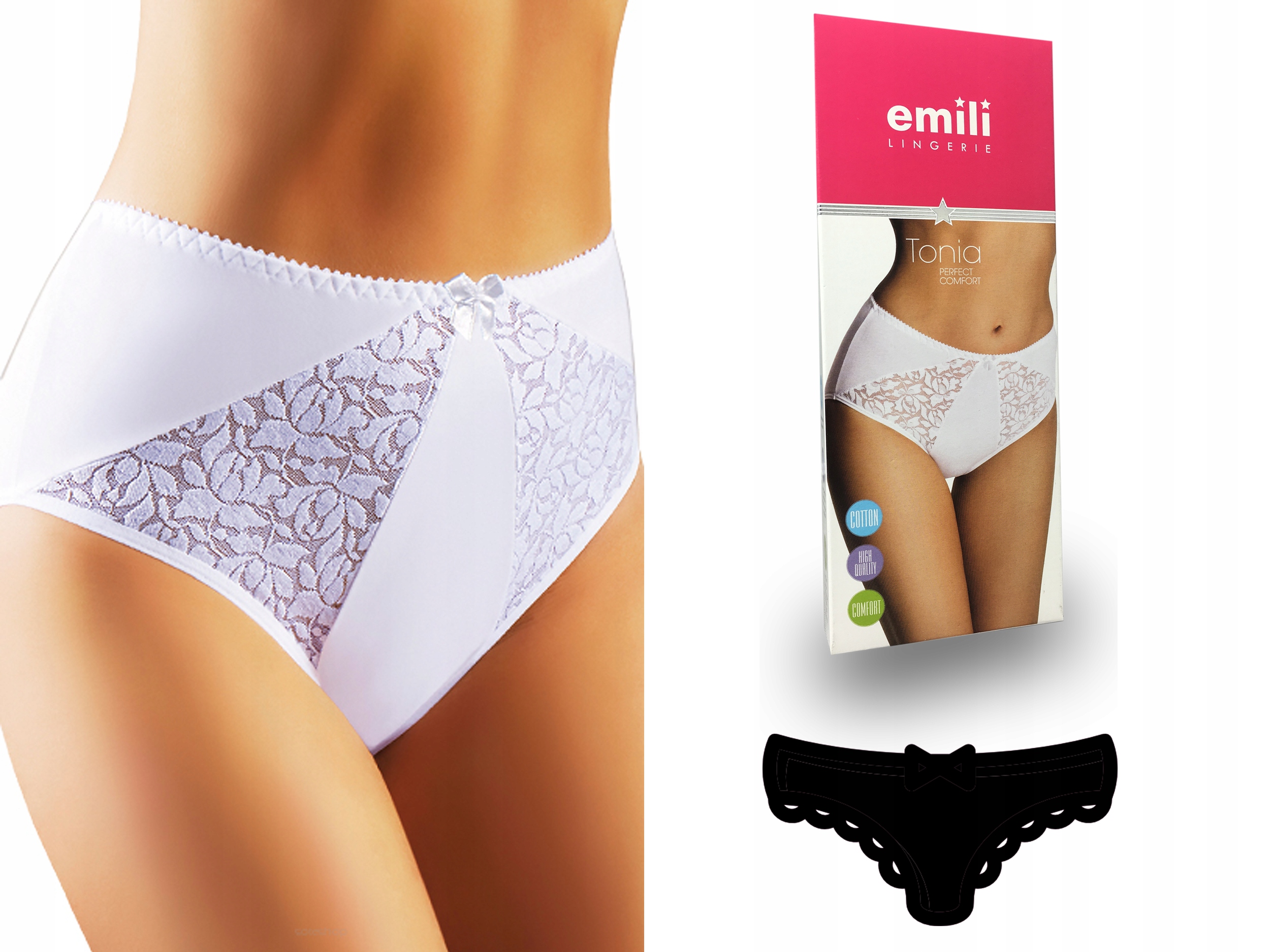 

Tonia Koronkowe Figi Bawełna Emili czarny 2XL